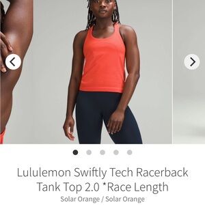 lululemon athletica Swiftly Tech Racerback Tank Top 2.0 in Solar Orange